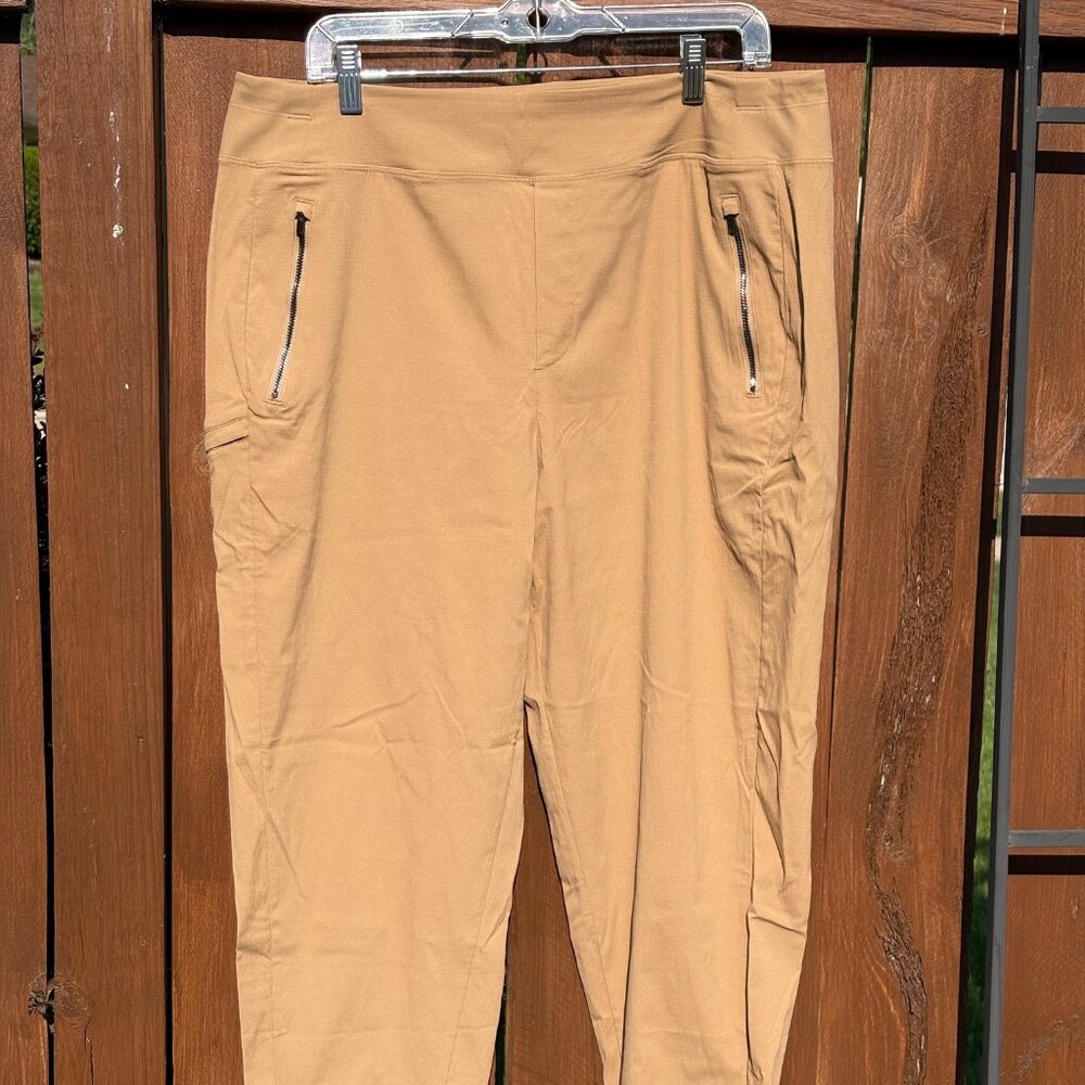 Athleta Womens Size 16 Brown Nylon Blend Jogger Pants Elastic Waist Zip Pockets